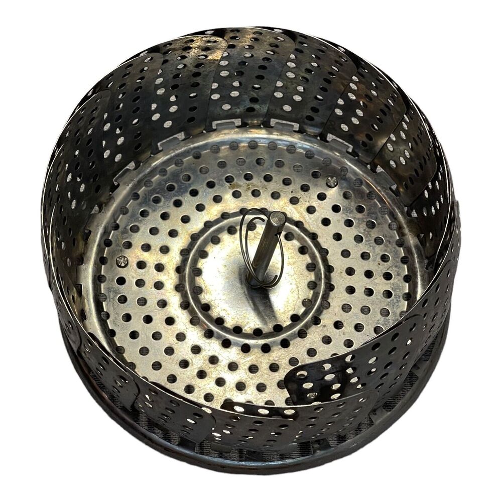 Vintage Foldable Stainless Steel Cooking Food Strainer Steamer Basket - Picture 2 of 6